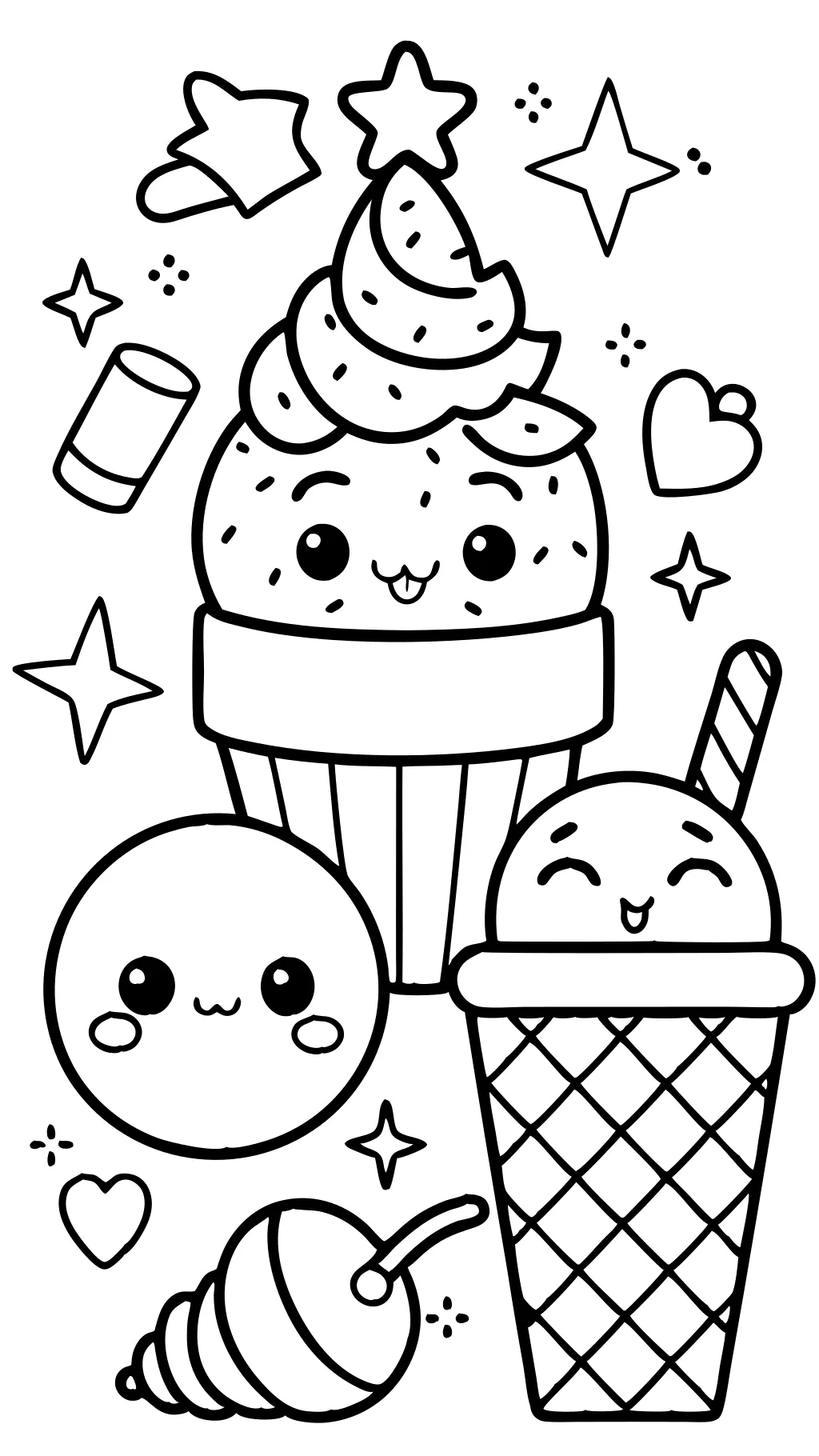 postre Kawaii Food Coloring Pages